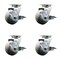 Service Caster 4 Inch Thermoplastic Rubber Swivel Caster Set with Roller Bearings and Brakes SCC-20S420-TPRRD-TLB-4 - alternate 1